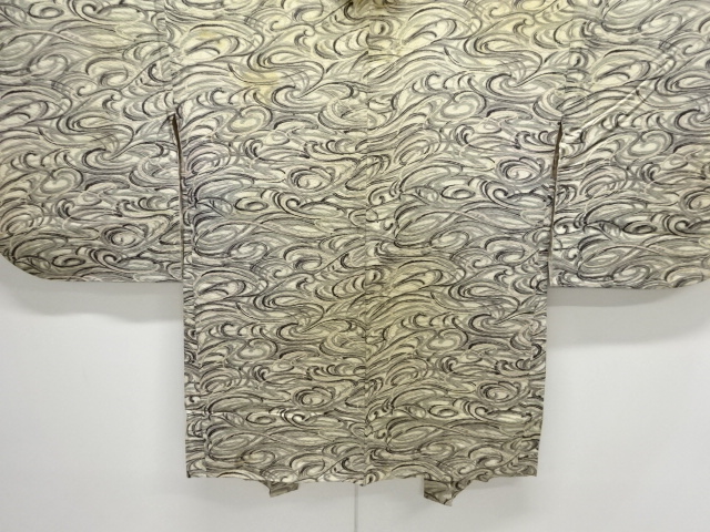 JAPANESE KIMONO / ANTIQUE HAORI / SILK / MON KINSHA / LINE DRAWING